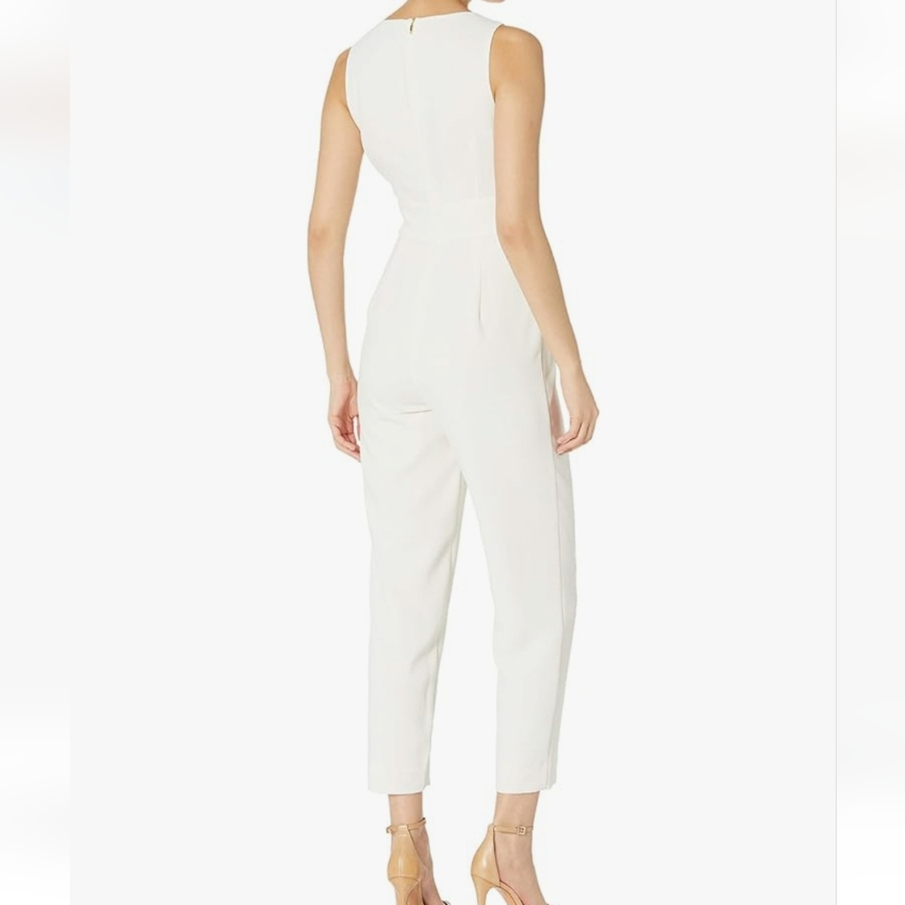 Trina Turk White Tie Waist Jumpsuit Sz 8 - Picture 3 of 11